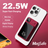 20000mAh Magnetic Wireless Charger Power Bank Magnetic Ring for iPhone 14 13 12 Samsung S23 Xiaomi 22.5W Fast Charging Powerbank