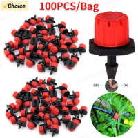 100pcs/bag Garden 1/4'' Drip Irrigation Automatic Watering System Nozzles for Farmland Bonsai Plant Flower Vegetable Greenhouse
