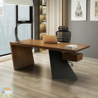美式設計師個性鐵藝實木書桌長方形家用辦公桌書房造型辦公桌