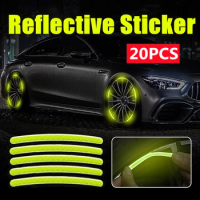 20pcs Car Wheel Hub Reflective Sticker Bike Motorcycle Tire Rim Reflective Strips Luminous Stickers for Safety Reflective Tape