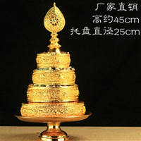 尼泊爾藏傳密宗法器佛教銅曼扎盤帶托盤七寶石曼達盤供修曼茶羅