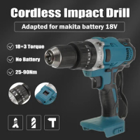 18V Electric Cordless Impact Drill 3 in 1 Rechargable Electric Screwdriver Drill 13mm For Makita Battery Electric Tool