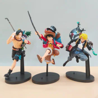 Bandai One Piece Figure Luffy Three Brothers 3PCS/Set Of Sabo Ace Luffy Anime Model Office Decorations Children Collection Gift