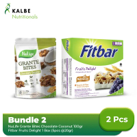 NuLife Grante Bites Chocolate Coconut 100gr + Fitbar Fruits 1 Box Isi 5