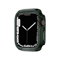 軍盾防撞 抗衝擊 Apple Watch Series 9/8/7 (45mm) 鋁合金雙料邊框保護殼(軍墨綠)