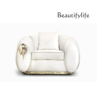 Italian Minimalist Sofa Living Room Three-Seat Sofa Designer Metal Lounge Chair Genuine Leather