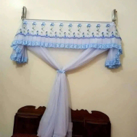 B16. Màn lẻ không khung, Màu trắng phối xanh cho khung xếp
