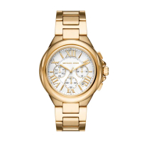 【Michael Kors 官方直營】Camille 輝煌時代三眼計時女錶 金色不鏽鋼鍊帶 手錶 43MM MK7270