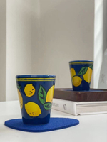壹銘日式檸檬小藍陶瓷意式Espresso濃縮咖啡杯55ml創意茶杯小酒杯