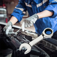 Alat Buka Pasang Ratchet CR-V Steel Stubby Ratcheting Combination Wrench 8mm-17mm Dual-use Reversibl