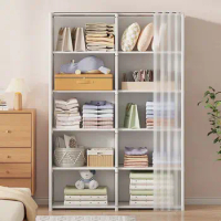 New Foldable Multi-layer Wardrobe Household Dustproof Wardrobe Simple Assembly DIY Storage Wardrobe Bedroom Open Storage Cabinet