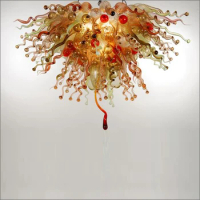 Mixed Colorful Blown Glass Chandelier Cute Rustic Style Christmas Gift Wrought Iron Lights