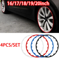 4PCS 16/17/18/19/20inch Car Wheel Rims Protector Decoration Strip Tire Guard Line Rubber Trim For Tesla Model 3 Y X Z 2017-2023