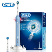 Oral B 3D Ultrasonic Pro2000 Electric Toothbrush D20524 White Replacement Heads Timer Brush Deep Clean Gum Care Pressure Sensor