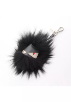 FENDI 二奢 Pre-loved Fendi bag bugs monster bag charm key ring fur leather black gray