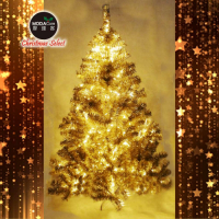 摩達客 台灣製10尺豪華版氣質霧金系聖誕樹(不含飾品)+100燈LED燈暖白光6串