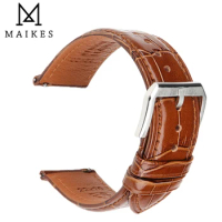MAIKES Quick Release Watchband Handmade Genuine Leather Watch Strap Band for Huawei TISSOT Samsung Galaxy Smart Watch Wristband