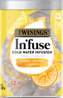 【TWININGS 唐寧茶包】夏天就是要喝冷泡茶Cold Infuse冷泡茶新品系列～檸檬柳橙生薑茶包 12入/罐