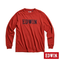 EDWIN 再生系列 CORE牛仔LOGO長袖T恤-男款 深桔色