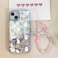 เคสโทรศัพท์ลายการ์ตูนสาวโซ่, เคสกระต่ายดอกไม้มุกสำหรับ Samsung Galaxy S25 Ultra, S25 Plus, A06, M06,