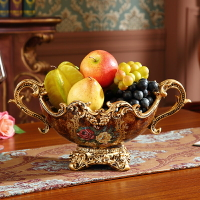 歐式高檔水果盤奢華客廳茶幾餐廳裝飾品創意美式復古干果盤家用