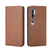 Leather Case for Xiaomi Mi Note 10 Pro Holster Magnetic attraction Wallet Phone Case Retro Business Soft TPU inner cover