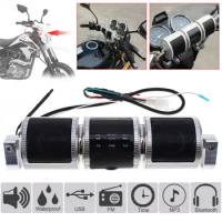 Universal Bluetooth Motorcycle Stereo Speaker Motorbike MP3 Music Player FM Radio Adjustable Bracket Waterproof LED Display