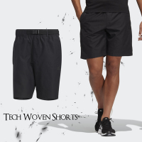 adidas 短褲 Tech Woven 黑 男款 運動 訓練 機能 膝上 工作褲 腰帶 HE9934