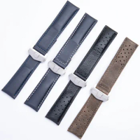 22mm Calfskin Quality Leather Watchband Folding Buckle Watch Band Fit For TAG Strap HEUER For MONACO CARRERA Frosted strap