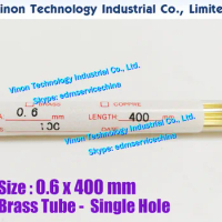 (100PCS/LOT) 0.6x400MM EDM Brass Tube Single Hole, Brass EDM Tubing Electrode Tube Single Channel, Diameter 0.6mm, 400mm Long