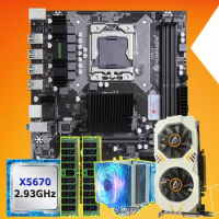 HUANANZHI X58 LGA 1366 Motherboard Combo Xeon X5670 2.93GHz CPU Cooler 2*8G 16G RAM RECC GTX750Ti Video Card 2G Computer DIY