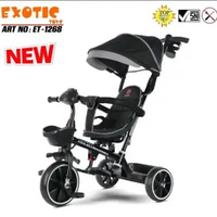 Stroller Sepeda Anak Roda Tiga Exotic ET-1268 Tricycle ET1268 ET 1268 Hitam