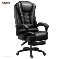 Office Chair Luxurious Leather Boss Chair Rotatable High Back Comfortable Latex Cushion 7 O'Clock Massage Adjustable Footrest