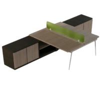 MEJA KERJA KONFIGURASI 2 ORANG WSD-2P Dimensi 300x140x75/110 Top MDF Lapis PVC Kaki Besi Finish Powd