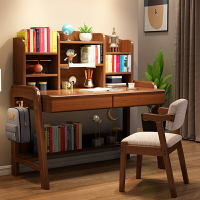書架 ● 實木 學習桌子書架 一體 簡約 家用 寫字臺兒童書桌小 課桌椅套裝