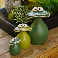 Resin Big Mouth Frog Sculpture Funny Cartoon Plants Pots Microlandscape Decor Garden Outdoor Sculpture Ornaments Birthday Gift