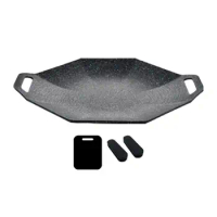 Korean Style Octagon Barbecue Plate Non-stick Camping Grill Pot Hangable Frying Pan BBQ Meat Pot Outdoor Camping Accessories