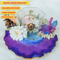 Resin Art Kotak Cincin Rustic Hexagonal Ring Bearer Tempat Cincin Murah lamaran Seserahan Wood Plate