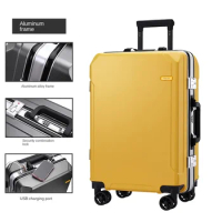 24 Inch Popular Fashion Rolling Luggage Brand Suitcase Men Aluminum Frame Travel Suitcase Ladies Luggage Zipper