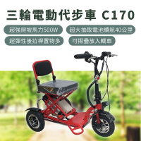 【Suniwin尚耘國際】折疊雙後驅電動三輪車c170(迷你爬坡強/老年代步車/室內戶外出遊)