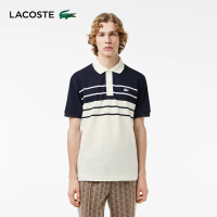 LACOSTE 男裝-法國製造原創L.12.12條紋短袖Polo衫(白色)