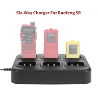 Baofeng UV-5R Six Way Charger Multi Unit Walkie Talkie Charger For BF-F8HP UV-5R UV-5RA UV-5RAE UV-RTP UV-5X3