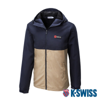 K-SWISS  Windbreaker 刷毛防風外套-男-藍/卡其