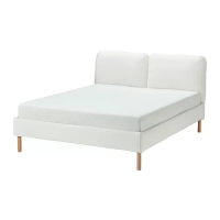 SAGESUND 雙人軟墊式床框, 白色, 含luroy床底板條