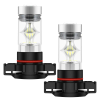 หลอดไฟ LED DRL หมอก, 2x 5202 H16 PS24w, กำลังไฟสูง 100w, 6000k, ซุปเปอร์ไวท์, แสง