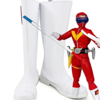 Himitsu Sentai Gorenger Akaranger Cosplay Boots White Shoes Custom Made Any Size Super Sentai Cosplay