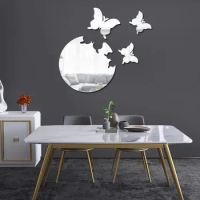 Mirror wall Stickers Butterfly flying acrylic bedroom room Home DIY decoration self-adhesive mirror wall stickers room decor