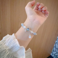 Gelang batu mata kucing untuk wanita, desain unik, gelang batu bulan abu-abu bintang berujung lima k