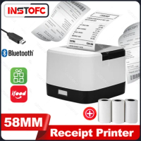 58mm Desktop Receipt Bill Printer Bluetooth USB Mini Thermal Printer support Loyverse for Kitchen Restaurant Printing Xprinter
