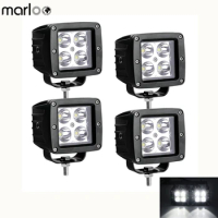 4pcs 3x3 Inch 16W LED Driving Light Spot Flood Beam Car Automobile Auto Work Lamp 12V 24V Offroad Vehicles Boat Truck Motorcycle